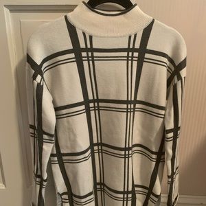 Topshop Gray Plaid Turtleneck Sweater